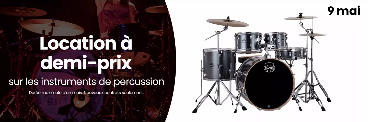 Location � demi-prix sur les instruments de percussion